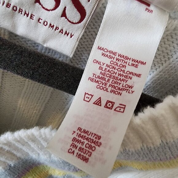 RUSS Liz Claiborne V-Neck White Tennis Sweater Women's Size XL Preppy Cable Knit - Picture 8 of 13